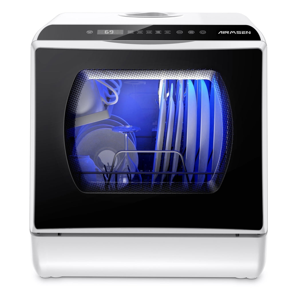 Portable Countertop Dishwasher with 5-Liter Built-In Water Tank and Air-Dry Function, 5 Washing Programs Mini Dishwasher, AE-TDQR03