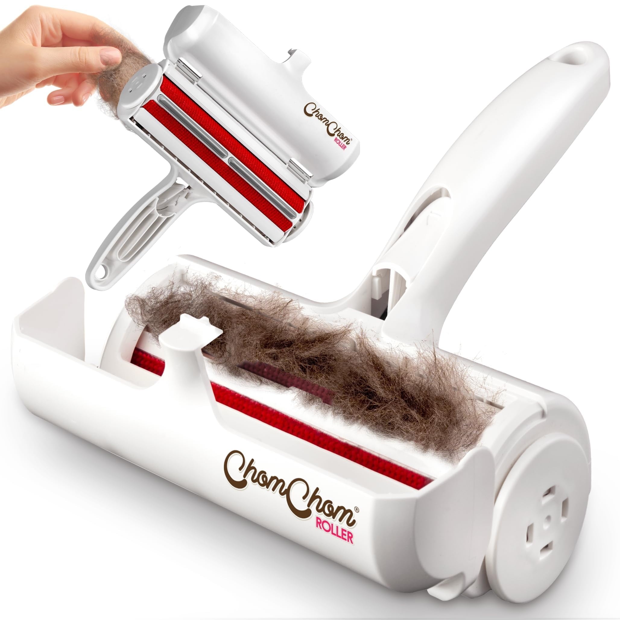 Chom Chom Roller Pet Hair Remover and Reusable Lint Roller - Chomchom Cat and Dog Hair Remover for Furniture, Couch, Carpet, Clothing and Bedding