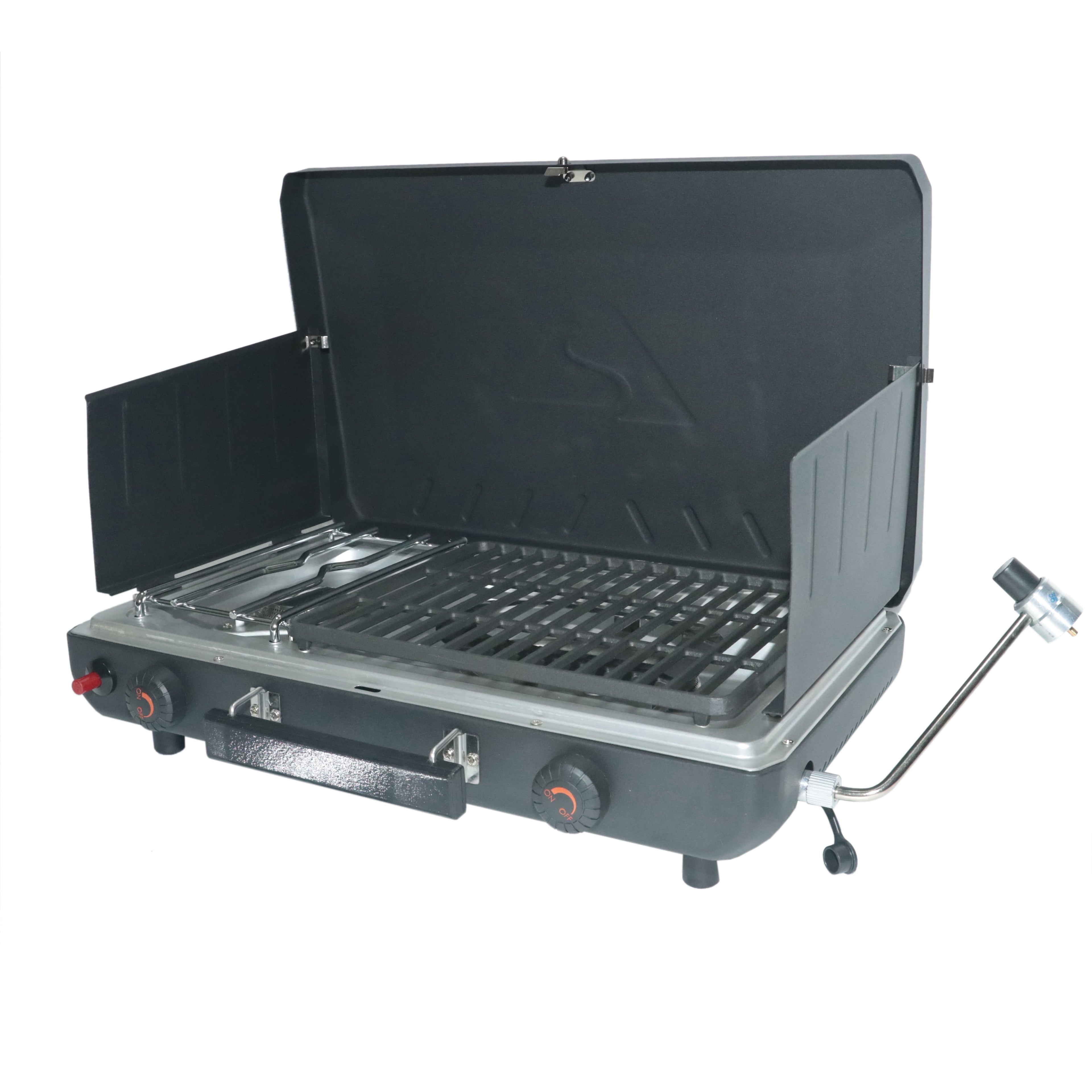 2-Burner 2-In-1 Portable Propane Outdoor Camp Stove and Grill